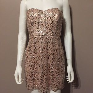 Forever 21 Dress Rose Gold Strapless Sequin Size L